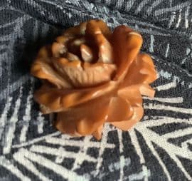 Bakelite Rose Pin  circa 1935 - 1940 - Rich Amber Colour