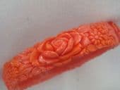 Bangle Bracelet - Faux Coral Celluloid - 1930s - 1950s (sold)