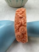 Bangle Bracelet - Faux Coral Pale Pink Celluloid - 1930s - 1950s Floral
