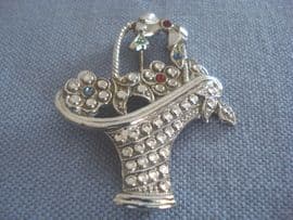 Basket of Flowers Vintage Brooch