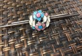 Bernard Instone Silver Bar Brooch with Floral Enamel  Decoration - 1930s Pin