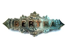 BERTHA  Edwardian Name Pin Gold on Silver - Bertha - Hallmarked Birmingham 1902