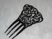 Black Celluloid Haircomb- French signed Auguste Bonaz (SORRY THIS ITEM IS SOLD)