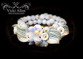 Blue Beaded Bracelet in the Miriam Haskell Style - 1950s - 1960s