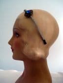 Blue Jewel - Vintage Bohemian Brooch on New Soft Gold Glitter Band