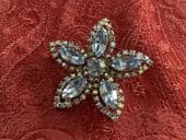 Blue Jewelled Flower Costume Brooch signed ‘Sherman’ 1960s designer costume jewellery