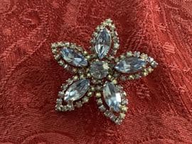 Blue Jewelled Flower Costume Brooch signed ‘Sherman’ 1960s designer costume jewellery