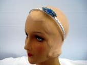 Bohemian Blue - 1920's Brooch on New Plaited Grecian Style Hair Band