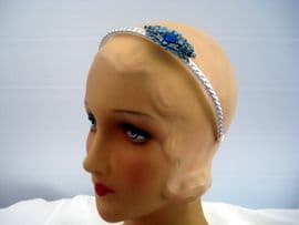 Bohemian Blue - 1920's Brooch on New Plaited Grecian Style Hair Band