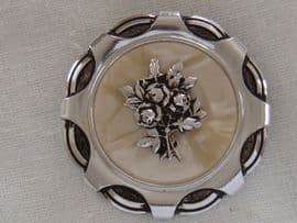 Bunch of Flowers Scarf Ring - 1950s Aluminium Scarf Clip (Sold)