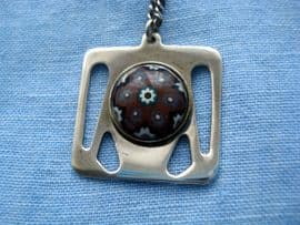 Caithness 'Paperweight' Glass and Silver Pendant Necklace Hallmarked Glasgow 1963(SOLD)