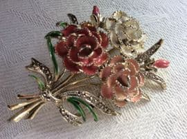 Carnations Brooch - Birthday Pin for October 1960s vintage brooch signed Exquisite