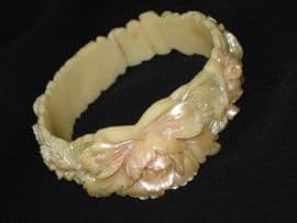 Celluloid Floral Bangle with Rose Detail Circa 1930's - 50's SOLD