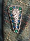 Celtic Shield Brooch signed Miracle - triangular shaped vintage brooch