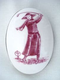 Ceramic Lady Golfer Brooch (SOLD)