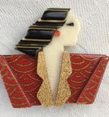 Christmas Joan Crawford Brooch by Lea Stein of Paris - This design is also known as 'Carmen' (SOLD)