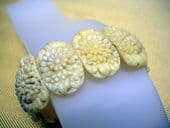 Cream Faux Ivory Chrysanthemum Panel Bracelet circa 1930's(Sold)