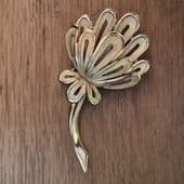 Crown Trifari Flower Brooch - 1960s - 1970s Gold Plated  Pin