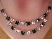 Crystal Necklace Circa 1920 - 1930 - Faux Emerald and White Jewels
