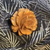 Deep Carved Bakelite Rose Brooch circa 1935 - 1940 - Yellow Amber Colour
