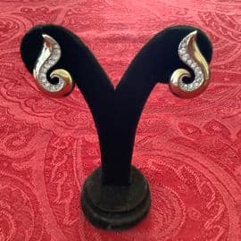 Designer Pierre Lang Clip On Earrings - Gold Plated with Austrian Crystal