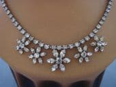 Diamante Daisy Necklace - 1950s Vintage Necklace - Floral Wedding Jewellery (sold)