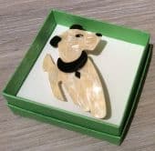 Dog Brooch -Ric The Terrier by Lea Stein Paris - Pearl Cream (SOLD)