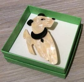 Dog Brooch -Ric The Terrier by Lea Stein Paris - Pearl Cream (SOLD)