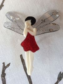 Dragonfly Fairy by Lea Stein - Red Sparkle Dress (SOLD)