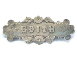 EDITH Silver Name Pin - Edith - Late Victorian