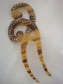 Edwardian Celluloid Haircomb with Diamante Jewels (SOLD)