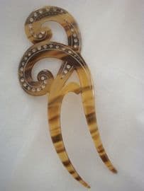 Edwardian Celluloid Haircomb with Diamante Jewels (SOLD)