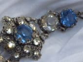 Edwardian Filigree Panel Bracelet set with Blue and White Crystals (SOLD)
