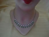 Edwardian Fringe Necklace in Green and White (SOLD)