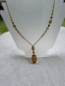 Edwardian to 1920s Crystal Necklace - Antique Golden Crystal Necklace
