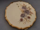 Enamel Powder Compact - Vintage Stratton - White and Grey Floral Compact (SOLD)
