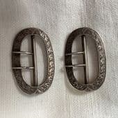 English Antique Silver Buckles - Early 20th Century Hallmarked 1913