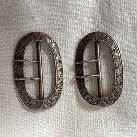 English Antique Silver Buckles - Early 20th Century  Hallmarked 1913
