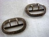 English Antique Silver Buckles - Edwardian Hallmarked 1907 (SOLD)