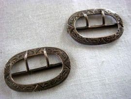 English Antique Silver Buckles - Edwardian Hallmarked 1907 (SOLD)