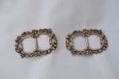 English Antique Silver Buckles - Victorian Hallmarked Birmingham 1900