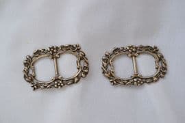 English Antique Silver Buckles - Victorian Hallmarked Birmingham 1900