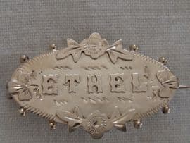 ETHEL  Edwardian Sterling Silver Name Brooch - Chester 1903  (Sold)