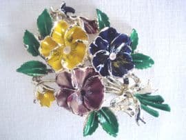 Exquisite Bunch of Pansies Enamel Brooch (SOLD)
