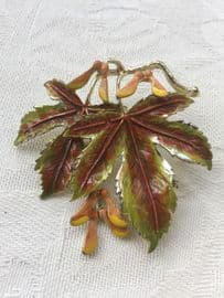 Exquisite Sycamore Pin 1960's - signed leaf brooch