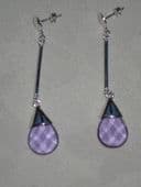 Faceted Purple Crystal Drop Earrings on Silver Earwires