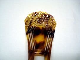 Faux Tortoishell Haircomb with Lacy Pierced Design (SOLD)