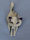 Feline Pin by Lea Stein of Paris - Creamy White with Black Stripes (sold)