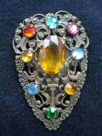 Filigree Dress Clip - 1920's/1930's Era Bohemian- Oval Stone detail - (SOLD)