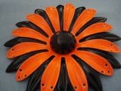 Floral Brooch in Bright Orange and Black - 1960's (Sold)